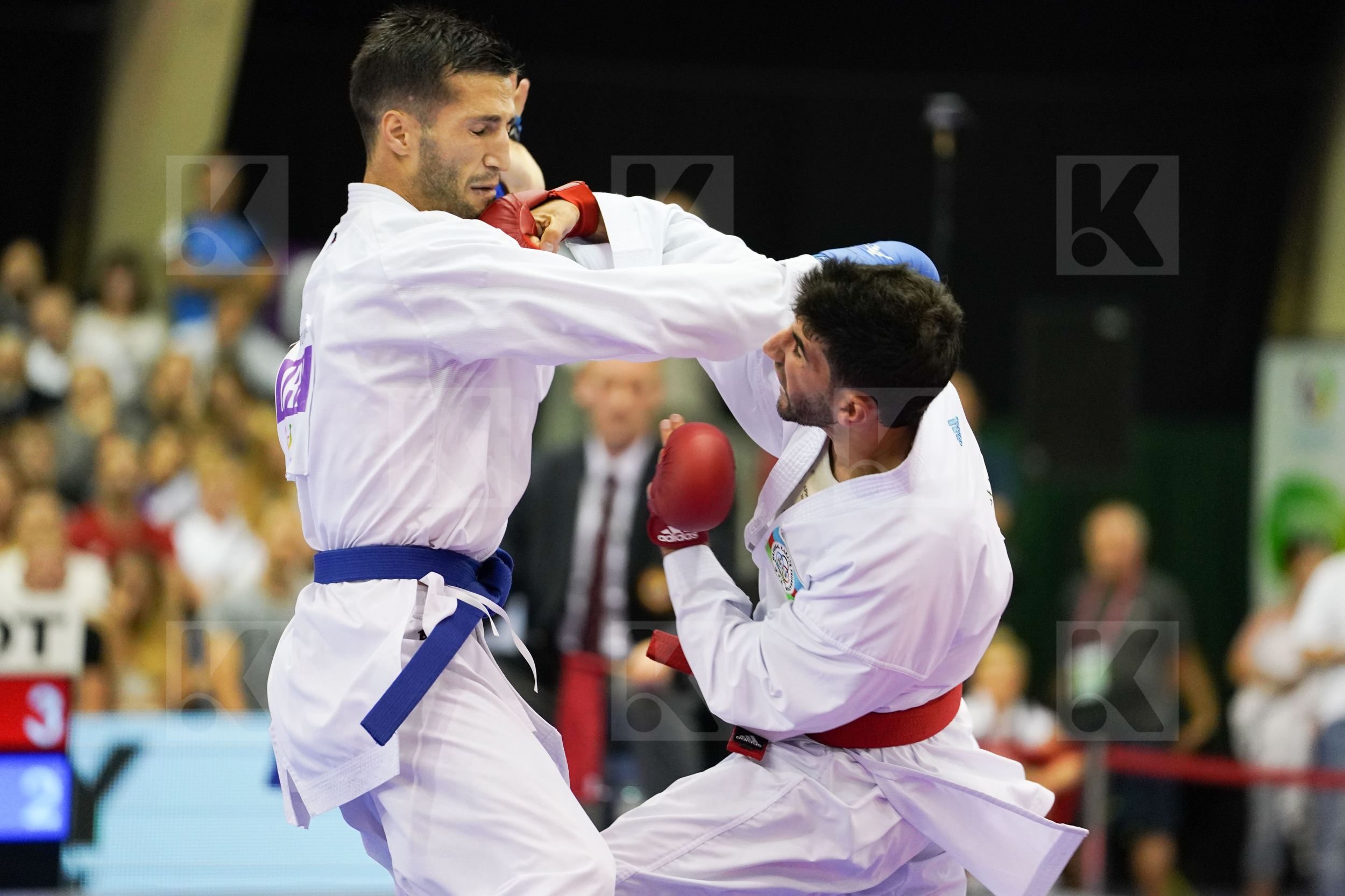 Azerbaijan Farzaliyev Firdosi Gold match Iran Islamic Republic of Male Kumite -60kg Mehdizadeh Amir